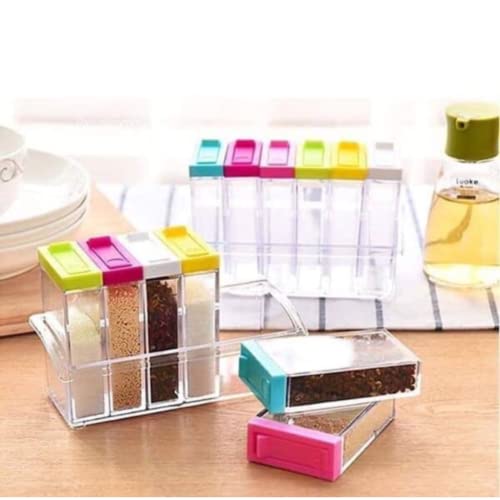Suzec Mini Spice Jar 6 Pcs Set, Easy Flow Storage, Idle for Kitchen |Storage Box Container | (Color May Vary) - Plastic - Image 5