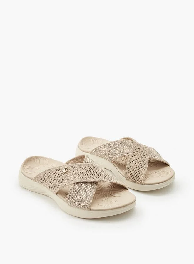 لو كونفورت Women Shimmering Accent Slip-On Sandals