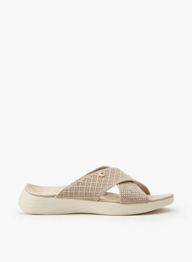 Le Confort BEIGE Women Shimmering Accent Slip-On Sandals for Women | Best Price UAE