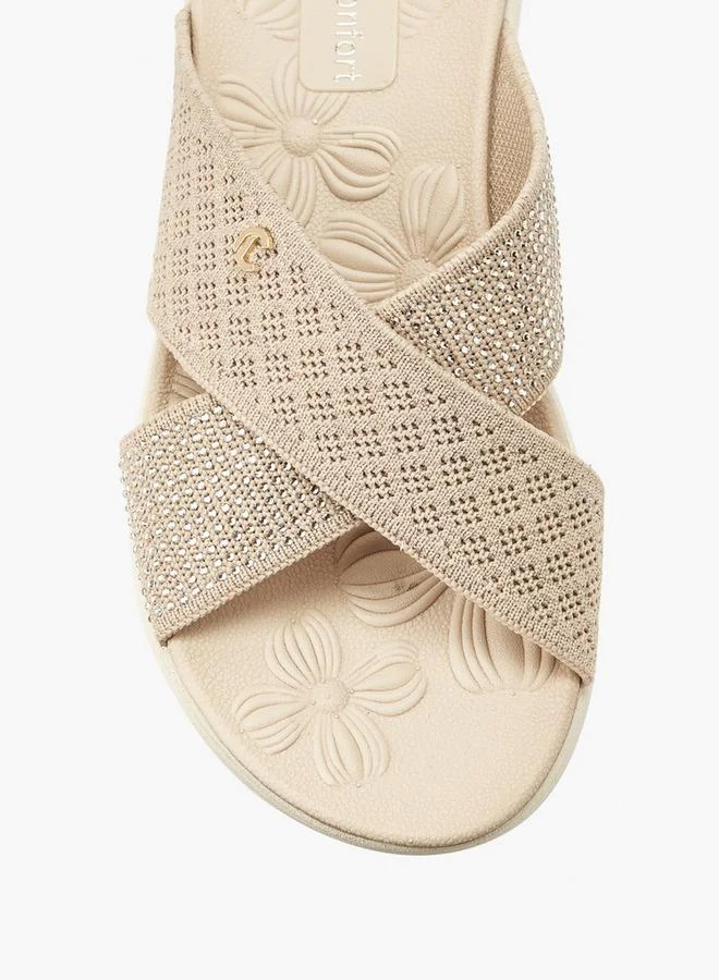 Le Confort BEIGE Women Shimmering Accent Slip-On Sandals for Women | Best Price UAE