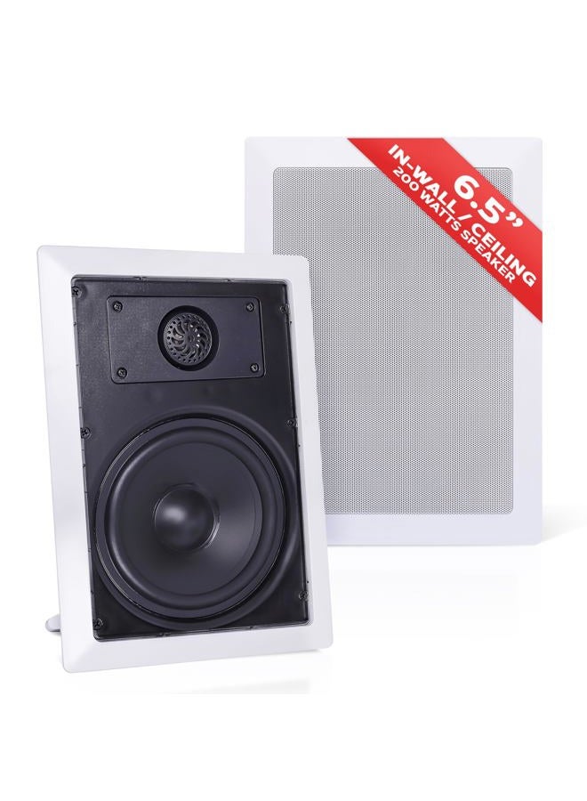 Pyle Two Way Stereo Sound Speaker - Dual Professional Audio Speakers System - In Wall/In Ceiling White Mount Flush, 6.5" Midbass, 1/2 Inch Polymer Tweeter - Indoor Home Theater - Pyle PDIW65 (Pair) - Image 1