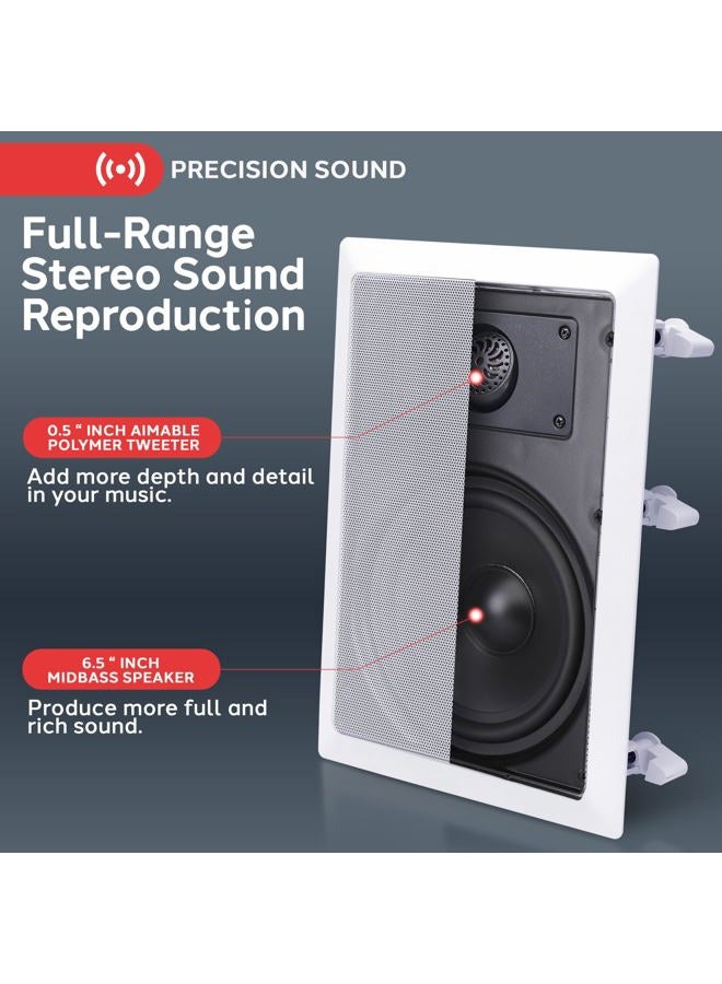 Pyle Two Way Stereo Sound Speaker - Dual Professional Audio Speakers System - In Wall/In Ceiling White Mount Flush, 6.5" Midbass, 1/2 Inch Polymer Tweeter - Indoor Home Theater - Pyle PDIW65 (Pair) - Image 2