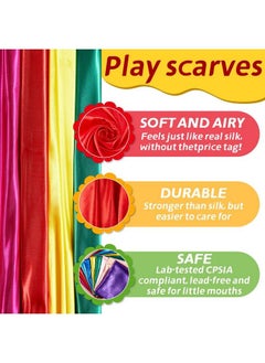 Geyoga 9 Pcs Fabric Play Scarves Rainbow Play Silks Square Dance Scarves Creative Pretend Juggling Dress Magic Tricks Performance Props Accessories 35 X 35 Inch 9 Colors For Ages 14+  - Image 4