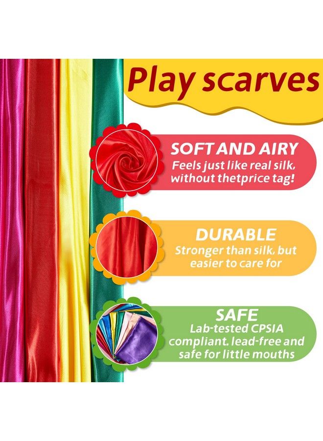 Geyoga 9 Pcs Fabric Play Scarves Rainbow Play Silks Square Dance Scarves Creative Pretend Juggling Dress Magic Tricks Performance Props Accessories 35 X 35 Inch 9 Colors For Ages 14+  - Image 4