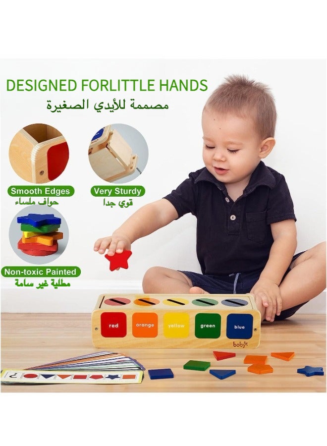 SHABILI Wooden Shape Sorting Box Montessori Educational Toy for Kids with 25 Blocks & 12 Cards – Color Shape Matching Puzzle for Toddlers – For Kids 12 Months and Up - Image 4