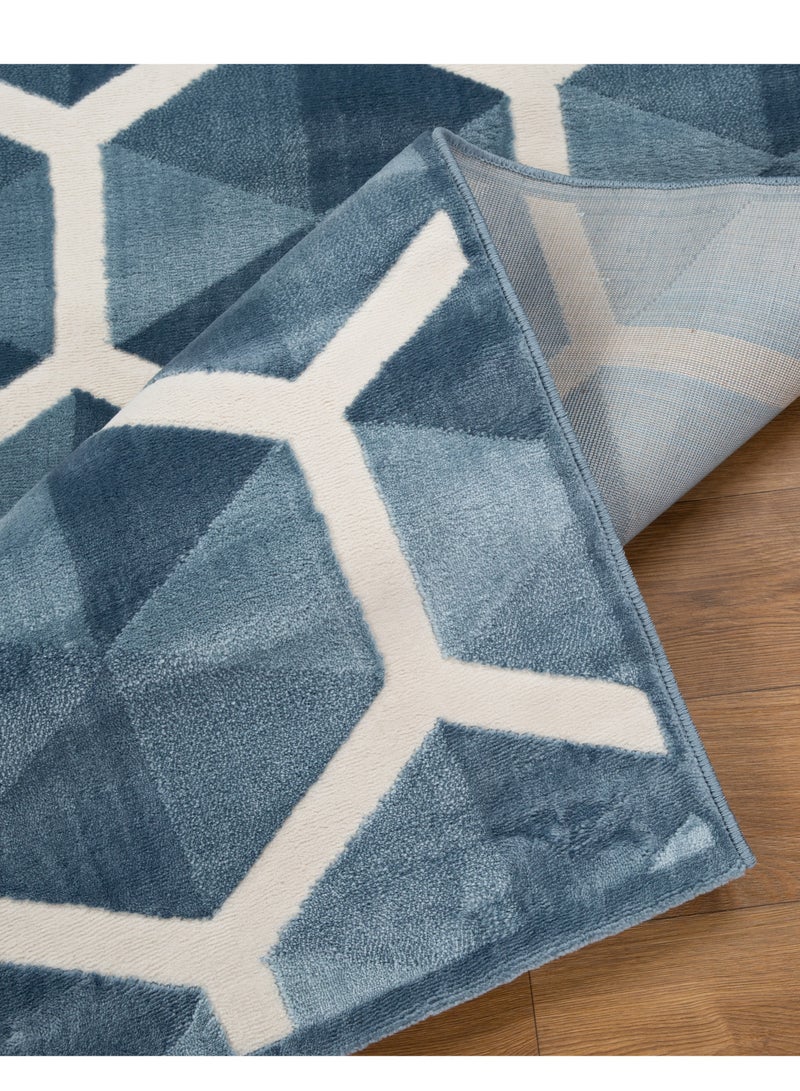 لوفت سجاد غرفة المعيشة على الطراز الحديث من كاستيلو، سجادات أرضية ناعمة، سجاد، وسائد أريكة غير قابلة للانزلاق، سجاد غرفة المعيشة قابل للغسل، مقاس 120 × 170 سم، أزرق-2-OT6-L - Image 3