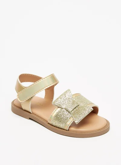 Flora Bella Glitter Textured Sandals with Hook and Loop Closure