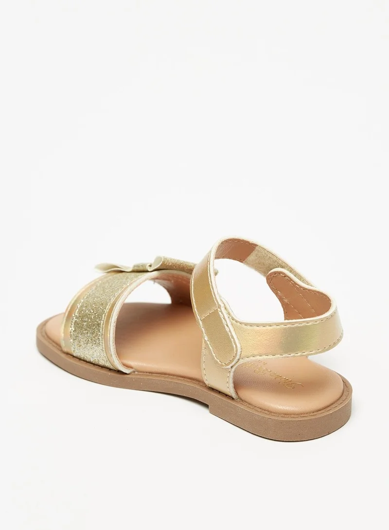 Flora Bella Glitter Textured Sandals with Hook and Loop Closure