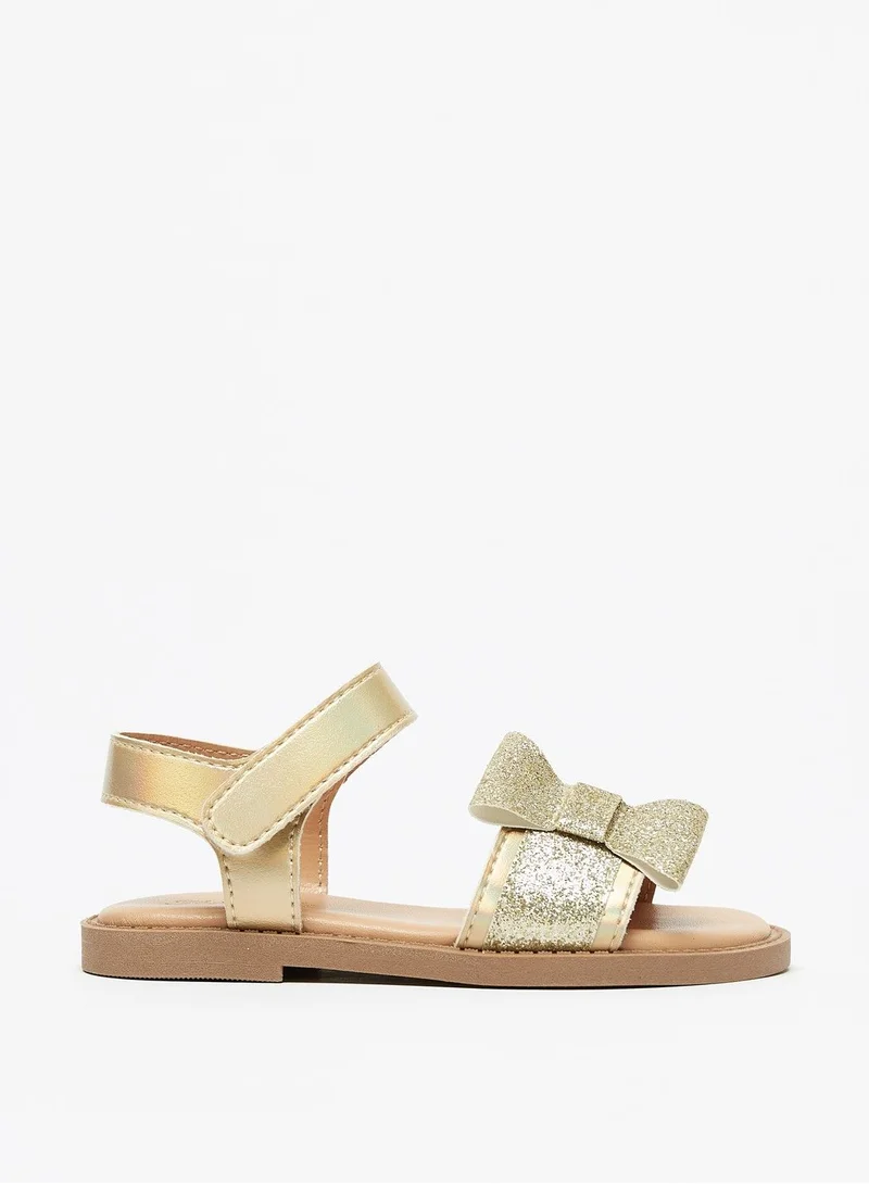 Flora Bella Glitter Textured Sandals with Hook and Loop Closure