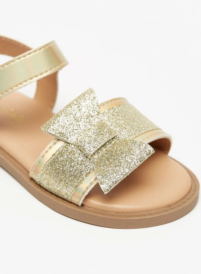 Flora Bella Glitter Textured Sandals with Hook and Loop Closure