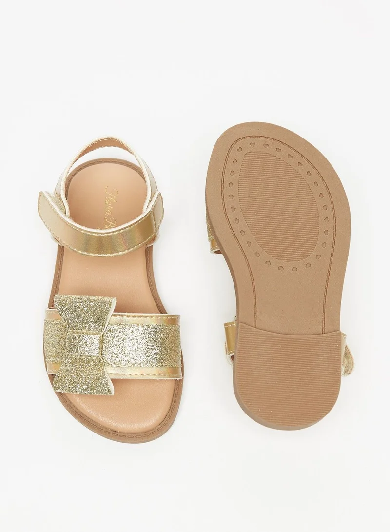Flora Bella Glitter Textured Sandals with Hook and Loop Closure