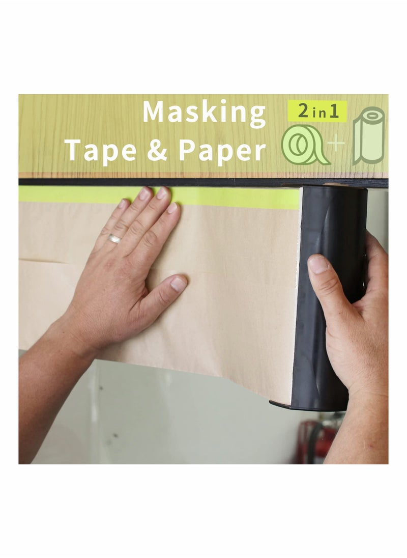 SYOSI Pre Taped Masking Paper for Painting Tape and Drape Painters Paint Adhesive Protective Roll Covering Skirting Frames Cars Auto Body 4 Pcs  - Image 5
