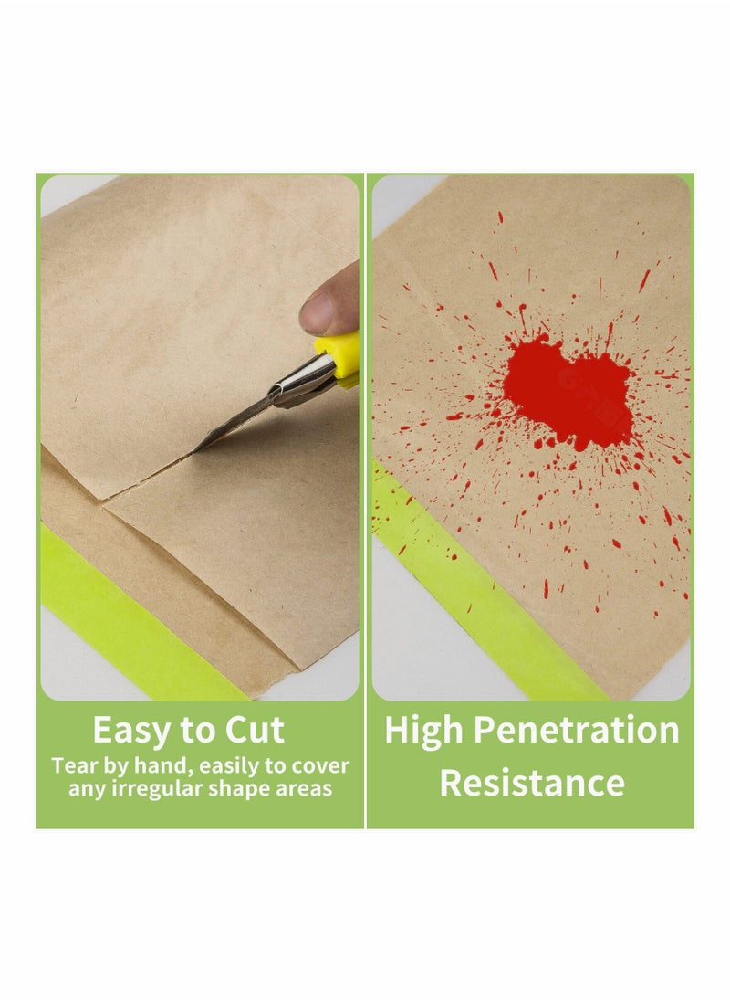 SYOSI Pre Taped Masking Paper for Painting Tape and Drape Painters Paint Adhesive Protective Roll Covering Skirting Frames Cars Auto Body 4 Pcs  - Image 4