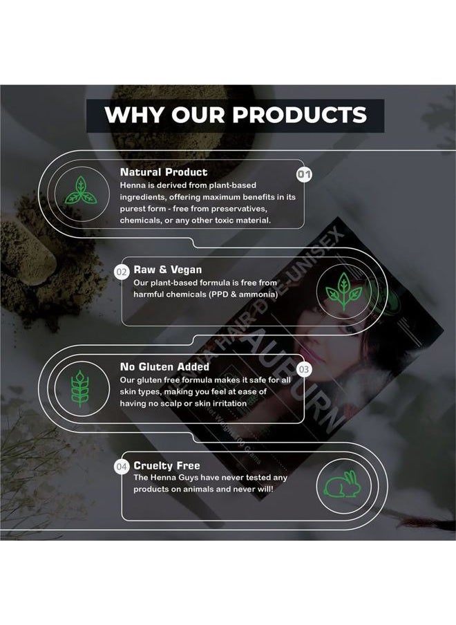 The Henna Guys - 1 Pack Of Auburn Henna Hair & Beard Color/Dye 100 Grams - Natural Hair Color, Plant-based Hair Dye - The Henna Guys - Image 1
