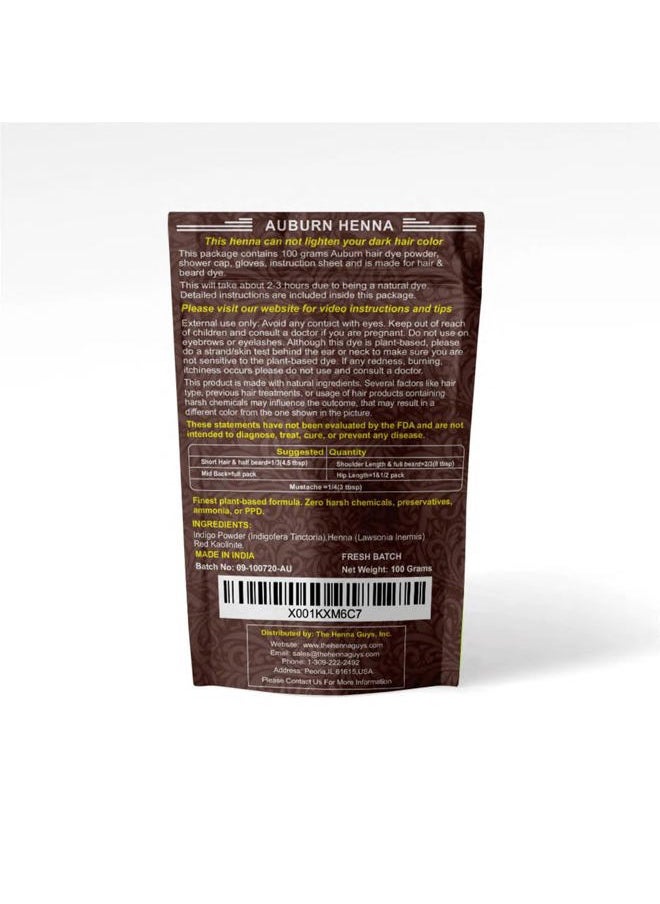 The Henna Guys - 1 Pack Of Auburn Henna Hair & Beard Color/Dye 100 Grams - Natural Hair Color, Plant-based Hair Dye - The Henna Guys - Image 1