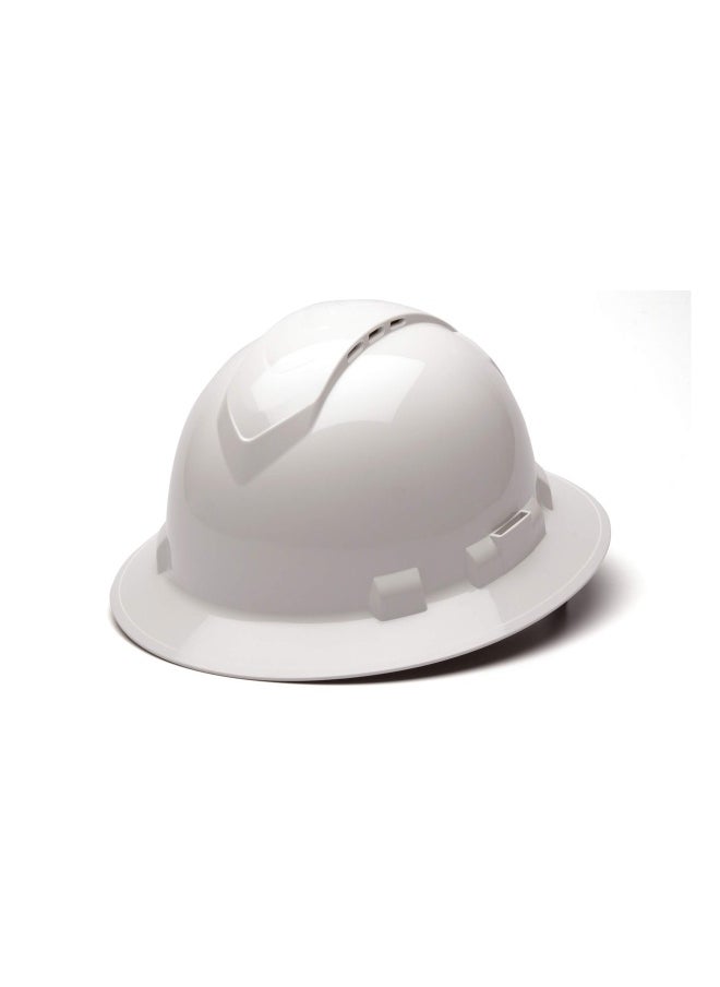 Pyramex Safety PYRAMEX Ridgeline Full Brim Hard Hat Vented 4-Point Ratchet Suspension White  - Image 1
