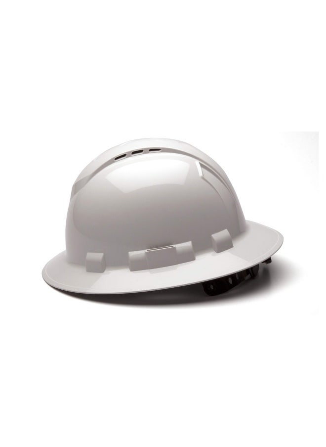 Pyramex Safety PYRAMEX Ridgeline Full Brim Hard Hat Vented 4-Point Ratchet Suspension White  - Image 3
