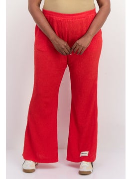 The Giving Movement Women Regular Fit Textured Wide Leg Pants, Red  - Image 1