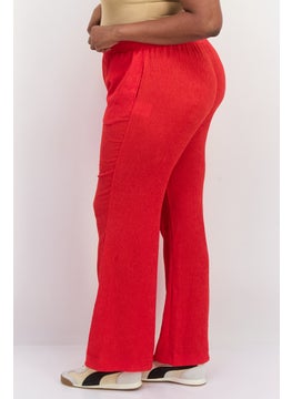 The Giving Movement Women Regular Fit Textured Wide Leg Pants, Red  - Image 2