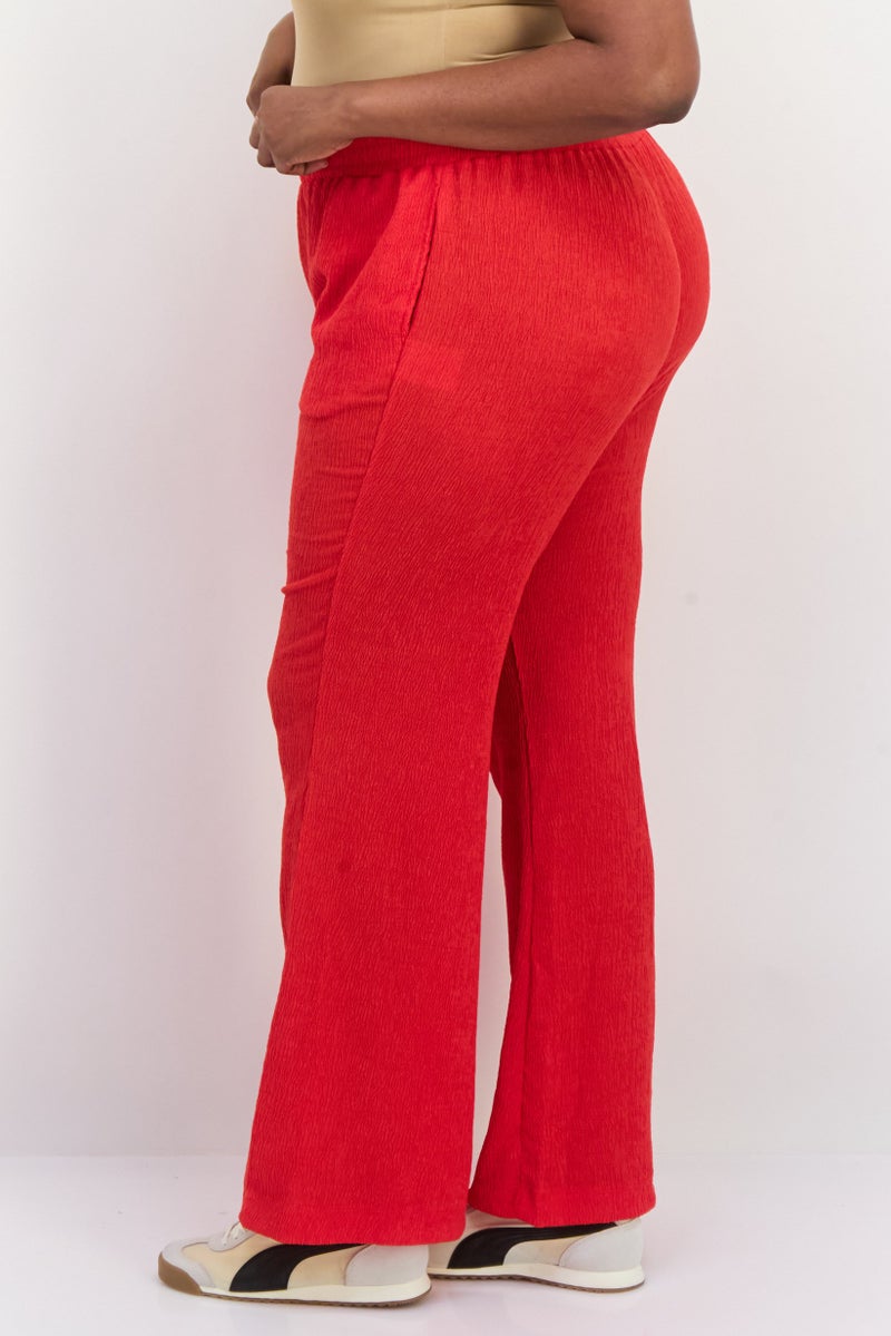 The Giving Movement Women Regular Fit Textured Wide Leg Pants, Red  - Image 2