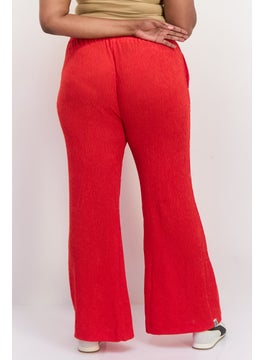 The Giving Movement Women Regular Fit Textured Wide Leg Pants, Red  - Image 4