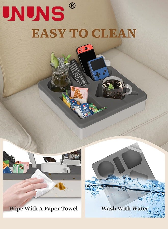 UNUNS Couch Cup Holder Tray,Couch Drink Holder For Bed Sofa Table Car Seat,Anti-Spill Couch Organizer Tray Sofa Cup Holder For Snacks,Beverage,Remote,Cellphone and More - Image 5
