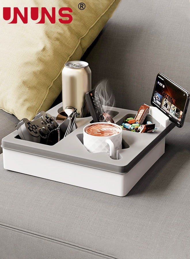 UNUNS Couch Cup Holder Tray,Couch Drink Holder For Bed Sofa Table Car Seat,Anti-Spill Couch Organizer Tray Sofa Cup Holder For Snacks,Beverage,Remote,Cellphone and More - Image 1