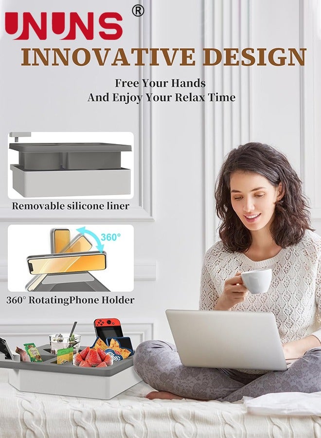 UNUNS Couch Cup Holder Tray,Couch Drink Holder For Bed Sofa Table Car Seat,Anti-Spill Couch Organizer Tray Sofa Cup Holder For Snacks,Beverage,Remote,Cellphone and More - Image 3