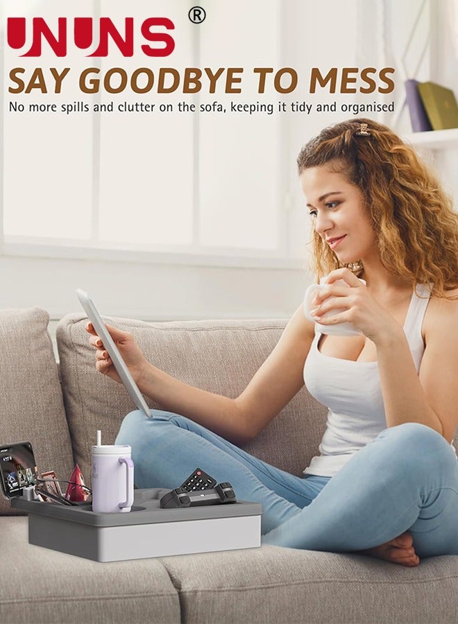 UNUNS Couch Cup Holder Tray,Couch Drink Holder For Bed Sofa Table Car Seat,Anti-Spill Couch Organizer Tray Sofa Cup Holder For Snacks,Beverage,Remote,Cellphone and More - Image 2