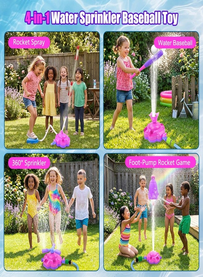 Love&Mini Sprinkler for Kids, 4-in-1 Water Sprinkler Toy with Water Baseball, Rocket Launcher & 360° Spinning Sprinkler, Outdoor Water Toys for Yard, Summer Fun Toys for Boys & Girls Ages 3-12 - Image 2