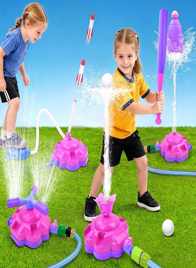 Love&Mini Sprinkler for Kids, 4-in-1 Water Sprinkler Toy with Water Baseball, Rocket Launcher & 360° Spinning Sprinkler, Outdoor Water Toys for Yard, Summer Fun Toys for Boys & Girls Ages 3-12 - Image 1