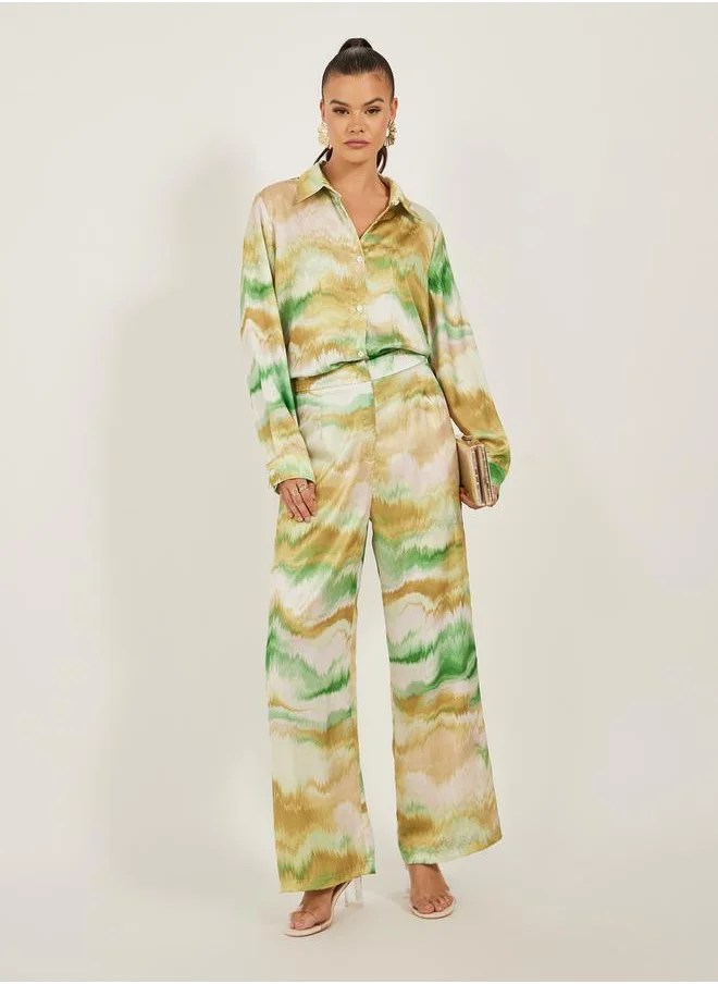 ستايلي Mid Rise Abstract Printed Wide Leg Pants