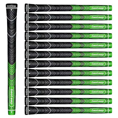 Geoleap Golf Grips Set of 13- Cord Rubber Compound Material, Hybrid Golf Club Grips, All Weather Performance.(Green, Standard) - Image 1