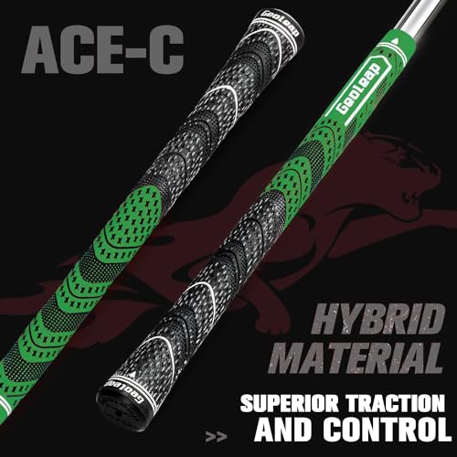 Geoleap Golf Grips Set of 13- Cord Rubber Compound Material, Hybrid Golf Club Grips, All Weather Performance.(Green, Standard) - Image 2