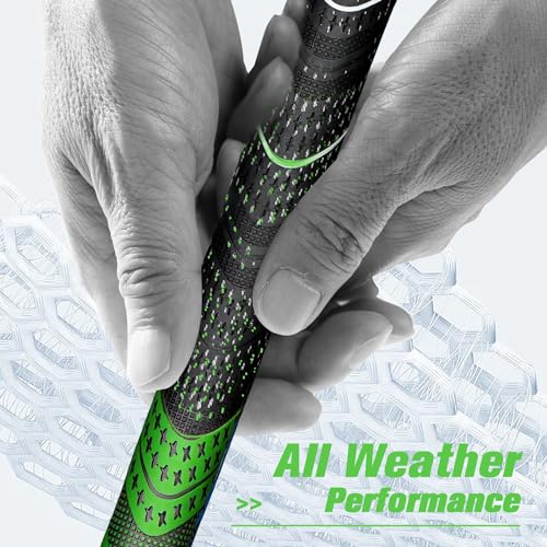 Geoleap Golf Grips Set of 13- Cord Rubber Compound Material, Hybrid Golf Club Grips, All Weather Performance.(Green, Standard) - Image 3