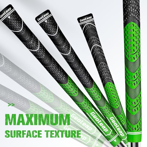 Geoleap Golf Grips Set of 13- Cord Rubber Compound Material, Hybrid Golf Club Grips, All Weather Performance.(Green, Standard) - Image 4