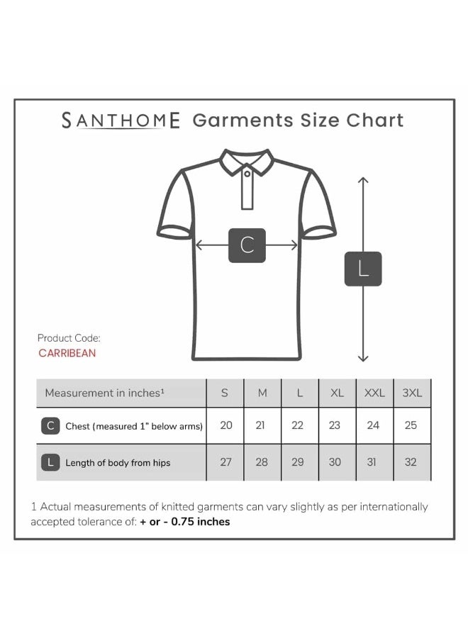 SANTHOME Carribean Polo Shirt For Men Stretchable And Breathable Workwear, Moisture-Wicking And Quick-Dry Fabric, Contrast Details - Large - Image 2