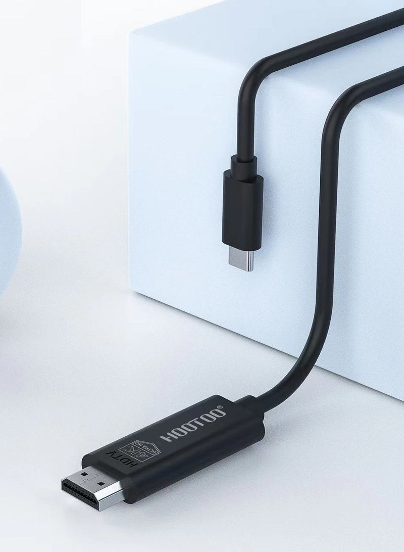 HooToo USB-C to HDMI Cable 1m, Supports High Definition Transmission up to 4K 30Hz, Compatible with iPhone 15 & 16 Series, Samsung & Huawei Phones, Mac & Windows Devices. No App Required. Black. from HooToo  - Image 5