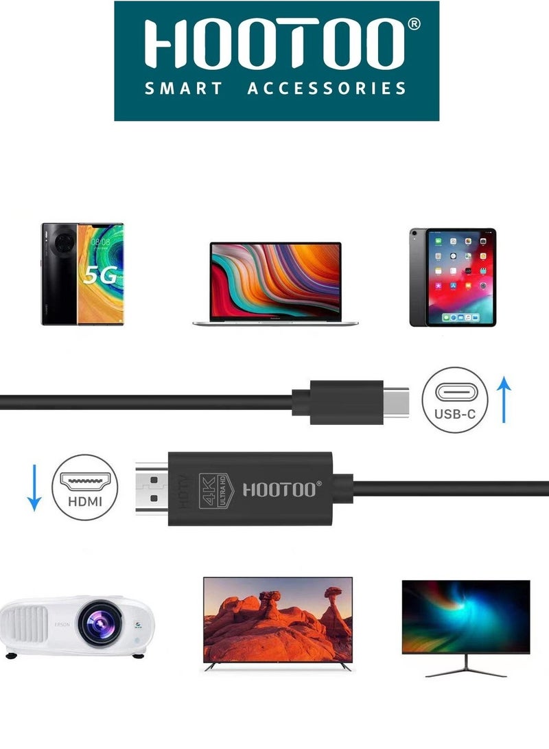 HooToo USB-C to HDMI Cable 1m, Supports High Definition Transmission up to 4K 30Hz, Compatible with iPhone 15 & 16 Series, Samsung & Huawei Phones, Mac & Windows Devices. No App Required. Black. from HooToo  - Image 3