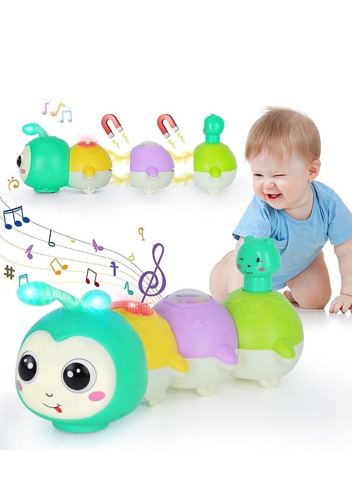 Generic Baby Toys 0-6 Months, Crawling Caterpillar Tummy Time Toy with Magnetic Suction Music Light up, Sensory Learning Infant Toy for 6-12 Month Newborn Toddler 1 Year Old Girl Boy Baby Gifts  - Image 1