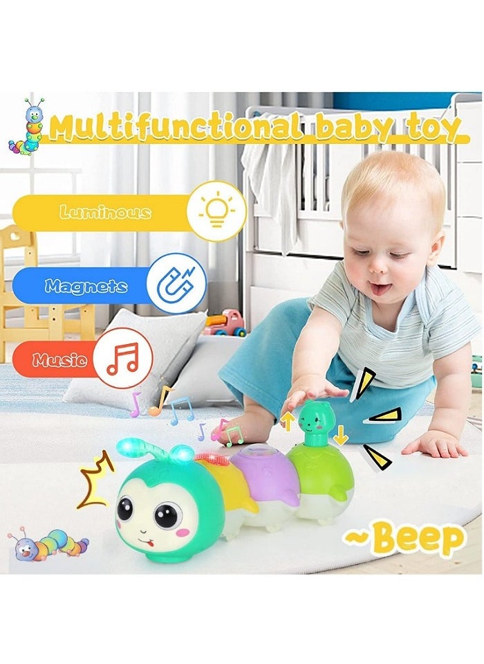 Generic Baby Toys 0-6 Months, Crawling Caterpillar Tummy Time Toy with Magnetic Suction Music Light up, Sensory Learning Infant Toy for 6-12 Month Newborn Toddler 1 Year Old Girl Boy Baby Gifts  - Image 2