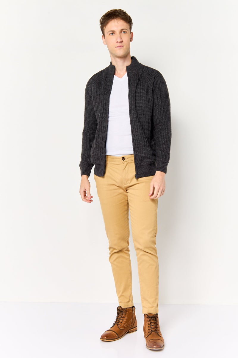 Threadbare Men Mock Neck Knitted Cardigan, Dark Grey - Image 2