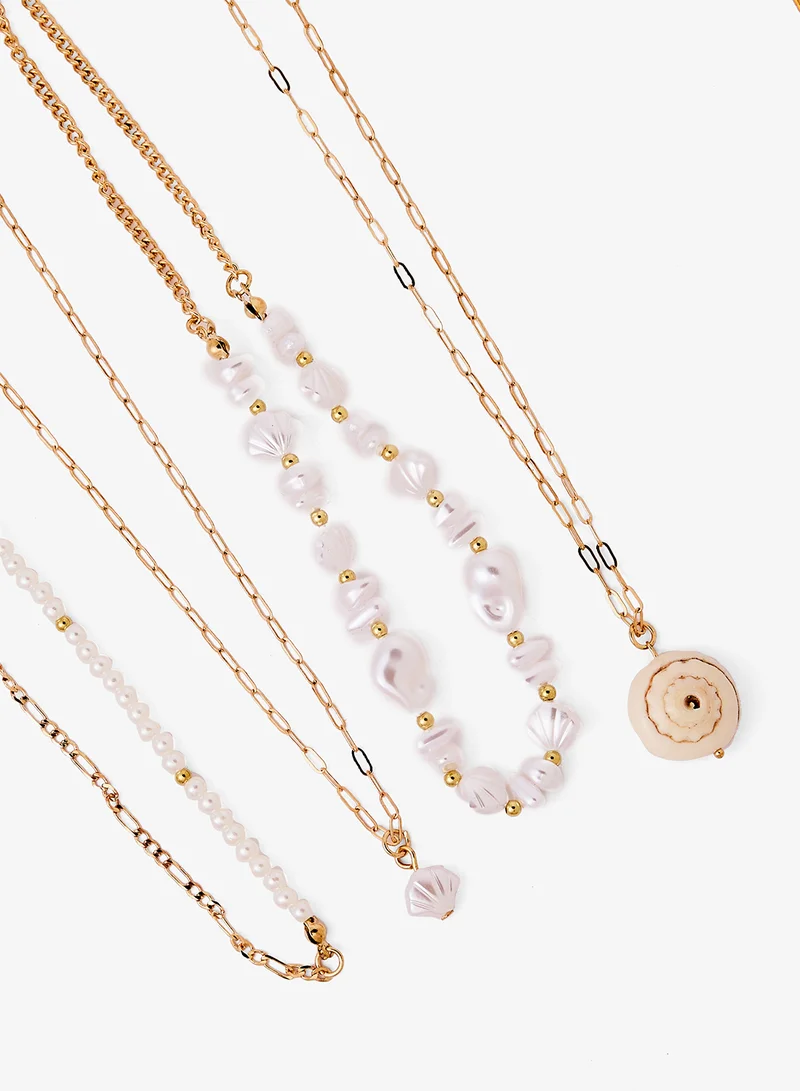 ايلا Pearl Detail Beach Layered Necklace
