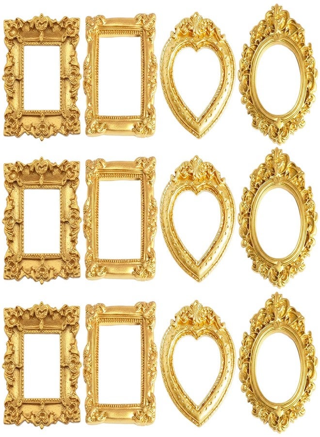 BCNJEPIN Vintage Charm 12PCS Mini Photo Frame - Baroque Resin Picture Frames, Photo Frames for Wall Decor, Mini Vintage Photo Frame for Wall Decor, DIY Crafts, Home Decor, Golden - Image 1