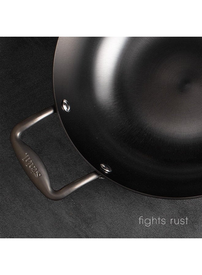 Stahl Stahl Blacksmith Plus Cast Iron Kadhai, Light Weight Iron Kadai, Nitrided Kadai for Cooking, Induction & Gas Stove Compatible, 2.2 L, 24 cm - Image 3