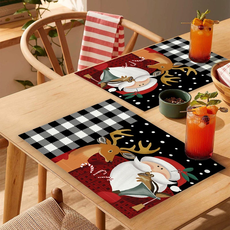 الشمالية عيد الميلاد مطبوعة placemat أسود كرتون عيد الميلاد طاولة منزلية غير انزلاق عزل حصيرة - Image 5