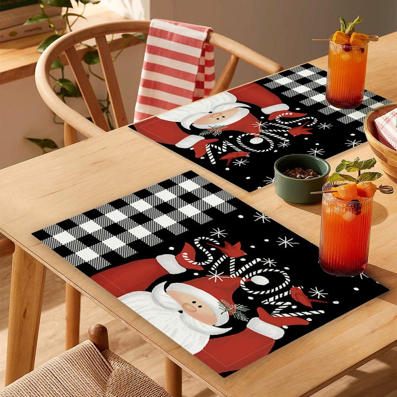 الشمالية عيد الميلاد مطبوعة placemat أسود كرتون عيد الميلاد طاولة منزلية غير انزلاق عزل حصيرة - Image 1