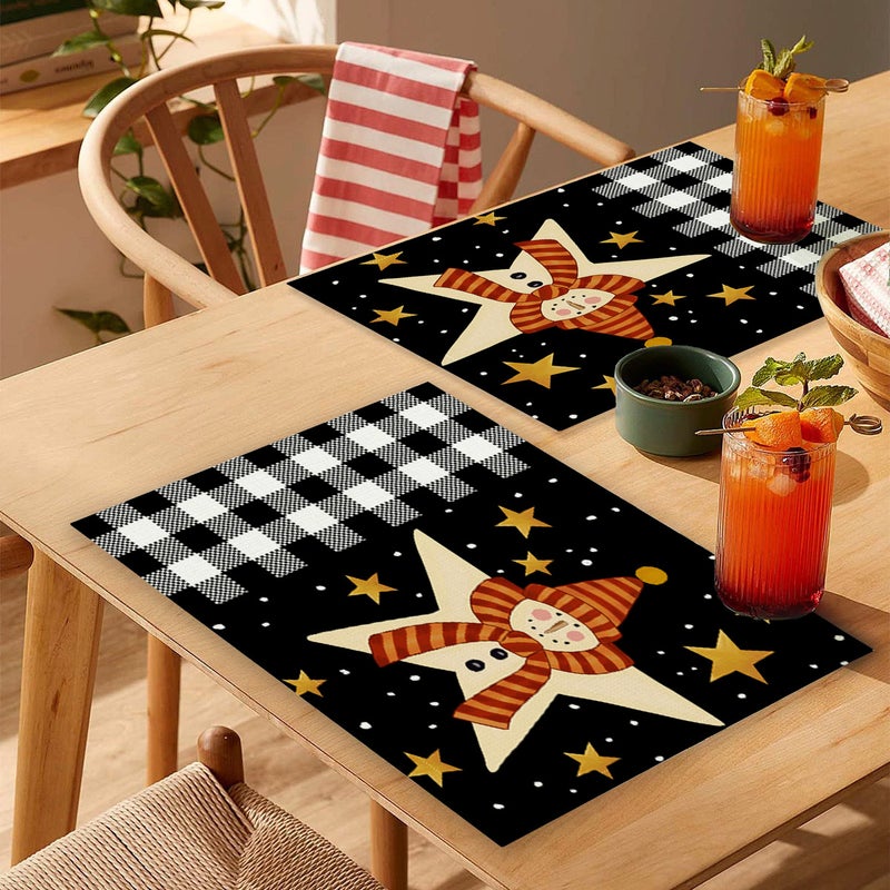 الشمالية عيد الميلاد مطبوعة placemat أسود كرتون عيد الميلاد طاولة منزلية غير انزلاق عزل حصيرة - Image 4