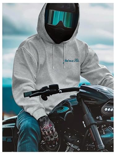 RoseSeek Mens Vintage Graphic Car Hoodies Long Sleeve Thermal Drawstring Hooded Sweatshirts Fall Pullovers Graphic Grey Large - Image 3