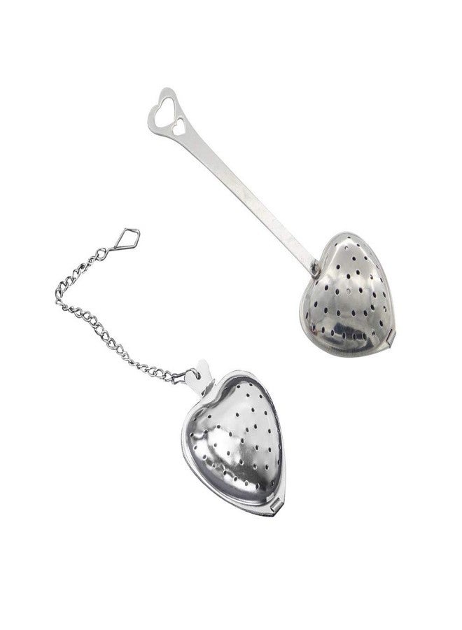 Mayata 2pcs Stainless steel fine mesh seasoning ball kitchen soup spice stew filter kitchen tool metal tea bag tea ball (2pcs heart-shaped combination), Silver - Image 1